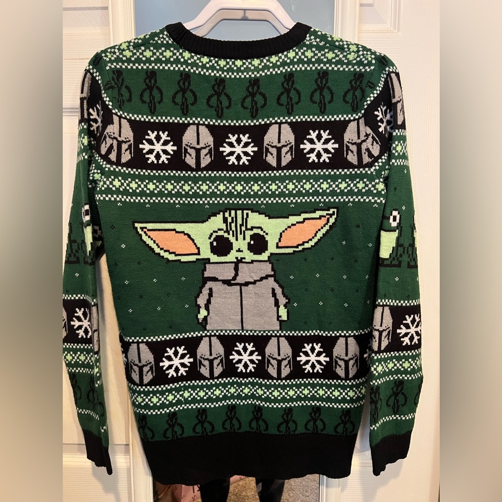 Box Lunch Star Wars Mandalorian The Child Grogu Holiday Sweater - Picture 2 of 4